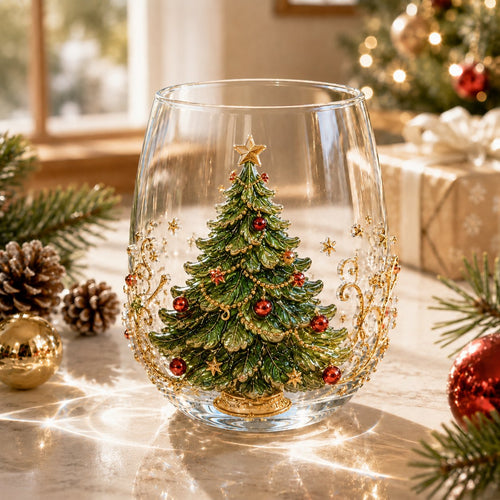 3D Christmas Glass Art Cup