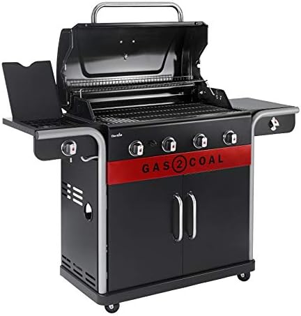Hybrid Gas BBQ Grill, Outdoor Barbecue, Black, 61 × 24 × 46 cm