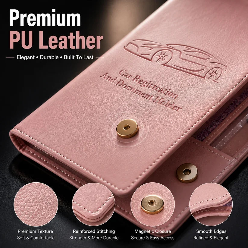 🚗 Car Registration & Insurance Document Holder | Premium PU Leather Organizer