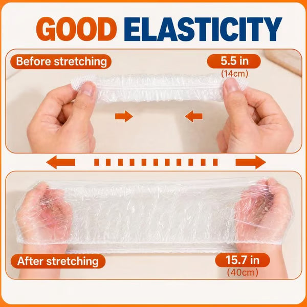 100Pcs Medium Reusable Elastic Plastic Bowl Covers - Kitchen Bread Proofing