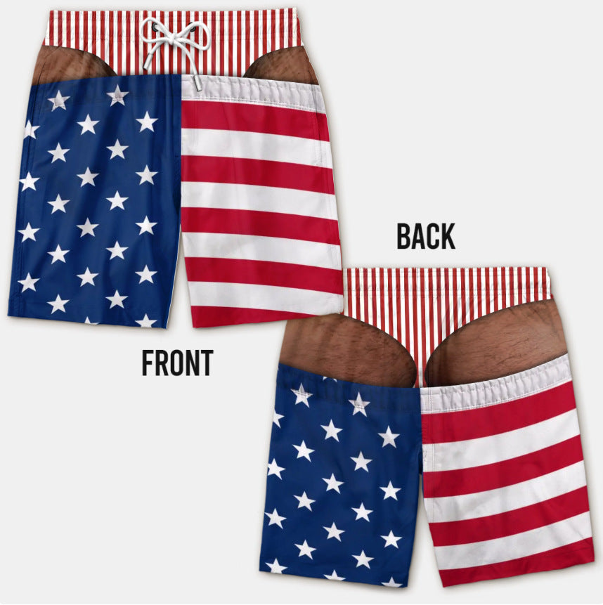 Custom Funny Patriotic Men Swim Trunks - Personalized Birthday Gifts For Husband, Son, Grandson, Brother, Grandpa, Dad, Yourself - Warning Wide Load